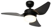 Mennyezeti ventilátor fekete 86,7 cm LED-del, fényerőszabályzóval és távirányítóval - Yuki