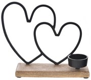 InDecor Szív mangófa és fém gyertyatartó , 17 x 6 x 20 cm