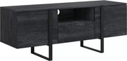 Verica 150 cm-es TV-szekrény nyitott polccal - szénfekete / fekete lábak