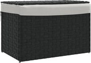 vidaXL fekete polyrattan szennyeskosár fedéllel 55,5 x 35 x 34 cm