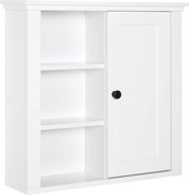 HOMCOM Fürdőszobai Fali Szekrény Multifunkcionális Helytakarékos Szekrény 3 Nyitott Polccal, 1 Ajtó, Állítható Polccal, Felborulásgátlóval - 53x14.5x5