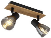 Globo 54307-2W - Fali spotlámpa CLAUDE 2xE14/40W/230V fekete/fa