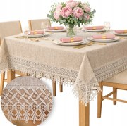 Abrosz sima Bézs klasszikus elegáns csipkével az ünnepekre 150x320 asztalra