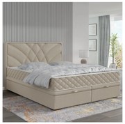 GINA 140x200 cm bézs kárpitozott ágy matracokkal és ágyneműtartóval