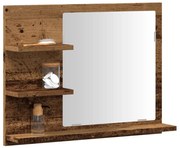 antik fa színű tükrös fürdőszobaszekrény 60 x 10,5 x 45 cm
