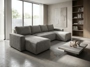 U alakú ülőgarnitúra SMART COSARO 295x140 cm, világosszürke