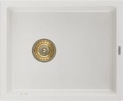 Mexen Pedro gránit mosogató 1-medencés 560 x 460 mm, fehér, arany szifon - 6508561000-20-G