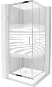 Mexen Rio négyszögletes zuhanykabin 70 x 70 cm, fehér csíkokkal, króm + zuhanytálca, fehér - 860-070-070-01-20-4510