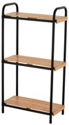 Erga Mike, fém fürdőszobai hárompolcos polc állóra 41,5x11x77 cm, fekete-natúr barna, ERG-YKA-P.MIKE