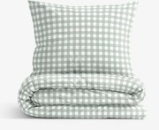 Goldea pamut ágyneműhuzat - zsálya színű kockás 140 x 200 és 70 x 90 cm