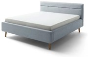 Kék kárpitozott franciaágy tárolóhellyel és ágyráccsal 180x200 cm Lotte - Meise Möbel