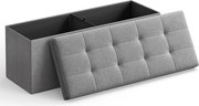 Összecsukható vászon tárolópuff, szürke 110x38x38cm