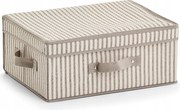 Tárolódoboz fedéllel "Stripes", non-woven, bézs