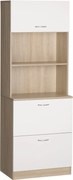 HOMCOM Konyhai Buffetszekrény 2 Fiókkal + Nagy Asztal 60 x 38 x 168 cm, Fehér MDF | Aosom