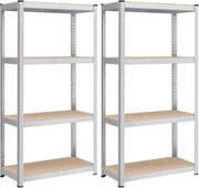 Fém tároló polcok szett(2db) 160x80x40 cm, ezüst