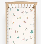 Goldea gyermek gumis pamut lepedő kiságyba - téli örömök 60 x 120 cm