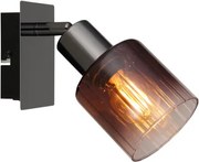 Globo 54313-1 Fali lámpa fém fekete-króm, réz színű/átlátszó színátmenetes üveg búra, billenőkapcsoló a terméken, SzxM: 80x160mm, Mélység: 160mm, 1x E14 40W 230V izzó nélkül