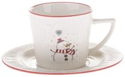 Fehér porcelán csésze karácsonyi mintával 110 ml Snowman – Dakls