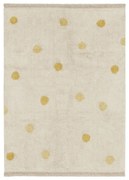 Okkersárga-krémszínű mosható kézi szövésű pamut gyerek szőnyeg 120x160 cm Hippy Dots Honey – Lorena Canals