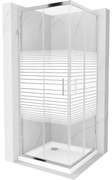 Mexen Rio 80 x 80 cm-es négyzet alakú zuhanykabin, fehér csíkok, króm + Flat fehér zuhanytálca - 860-080-080-01-20-4010