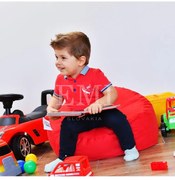 EMI gömb formájú piros velúr babzsákfotel