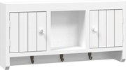 vidaXL fehér szerelt fa és acél kulcsszekrény 40 x 8,5 x 20 cm