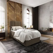Kárpitozott boxspring ágy MERALIS 100x200 cm barna Matrac: Bonell rugós matrac