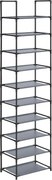 10 szintes cipőtartó, cipőállvány, 45 x 28 x 173 cm, fém váz, szürke