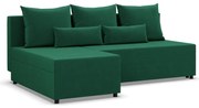 Nobu sarokkanapé, bársony, univerzális oldal, zöld