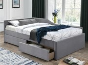 Eliot szürke bársony franciaágy fiókkal 120x200 cm