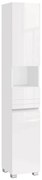 Keskeny fürdőszoba szekrény, fiókkal, állítható polcokkal, fehér, 30 x 30 x 170 cm