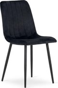 Fekete bársony szék LAVA ONYX fekete lábakkal