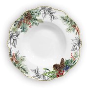 Karácsonyi mély tányér tobozokkal 22cm