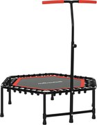 SPORTNOW Fitness Trambulin 114x114x132 cm Rugalmas Ágy Fitnessz Állítható 3 Szintű Fogantyúval Acél Keret Lábody Edzéshez Otthon Irodában Fitneszterem