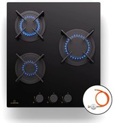 Klarstein Goldflame Domino, gáz főzőlap, 3 sárgaréz égő, rozsdamentes acél