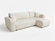 Krém színű kihúzható sarokkanapé SORELA, kétoldalas + 2 párna AJÁNDÉK