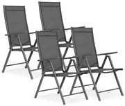 4 db összecsukható kerti szék állítható háttámlával - szürke