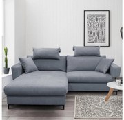 HORTA balos, L-alakú, ággyá nyitható sarokkanapé tárolóval, sötétszürke