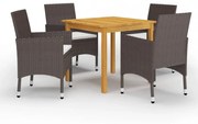 5 részes barna kerti étkezőgarnitúra