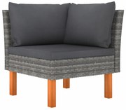 polyrattan és tömör eukaliptuszfa sarokkanapé