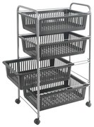 Sötétszürke-ezüstszínű gurulós polcos állvány 46x78 cm – Metaltex