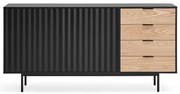 Fekete-natúr színű alacsony komód tölgyfa dekorral 159x80 cm Sierra – Teulat