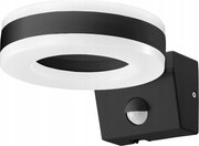 LED-es homlokzati fali lámpa mozgás- és alkonyérzékelővel 20W fekete IP65