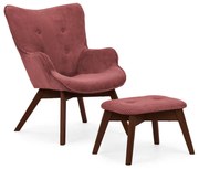 Piros kordbársony fotel lábtartóval Niko – Ropez