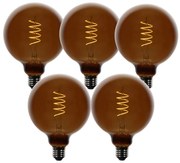5 darabos E27 dimmelhető LED izzókészlet G125 barna 4W 120 lm 1800K