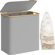 Fedeles, 3 rekeszes mosókosár, 150L, levehető bélés, összecsukható, galambszürke