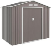 Outsunny Kert Shed 2,42 m², Kert Ház Fűtetővel, Tolóajtóval, Alappal, 213 x 130 x 185 cm, Kültéri Tároló Shed Horganyzott Acélból, Időjárásálló, Kerth