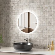 Erga Deam, kerek LED-es tükör 50cm, 3 színű fény, első világítás, páramentesítő fűtőbetét, ERG-V01-Deam-5050-CL