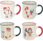 Holly Jolly bögrék 4 db-os készlete, 200 ml, porcelán
