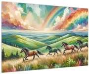 Kép – Vágtázó lovak a tájban (90x60 cm)